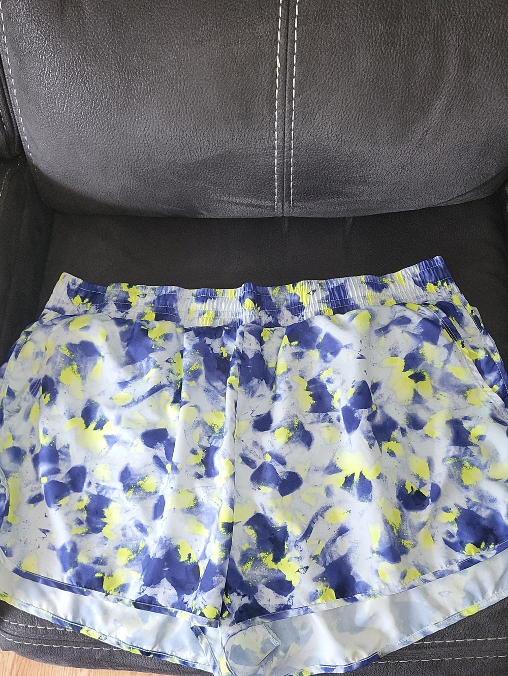 Women’s Athletic Shorts - Blue & Yellow Watercolor Print